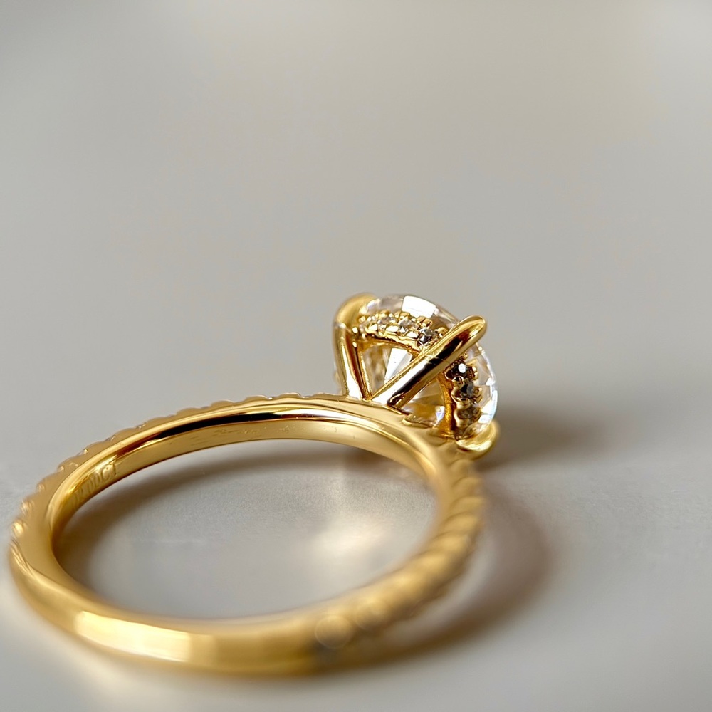 2ct S925 Moissanite Ring Hidden Halo Engagement Ring Sterling Silver 14k Plated - Picture 5 of 10